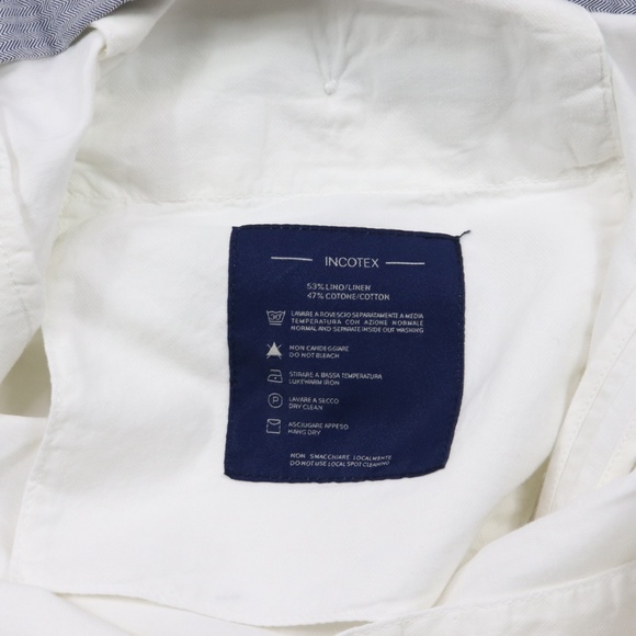 New Incotex Chinolino Linen Shorts White Size 42